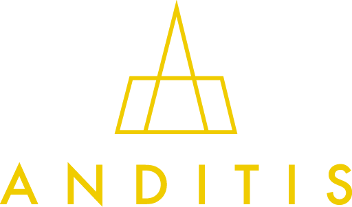 Logo společnosti Anditis v zlaté barvě
